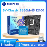 SOYO Classic B660M 2.5G Motherboard with Intel 12th Generation I3 12100 CPU Motherboard Set Dual Channel DDR4 LGA1700 Motherboar