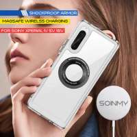 Magsafe Magnetic Wireless Charging Case For Sony Xperia 5 V 10 V 1 V Luxury Transparent Hard Magsafing Full Protect Phone Cover