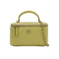 二手品 Chanel 香奈兒 Vanity Case金鍊提把長型化妝盒(AP2199-芥末黃)