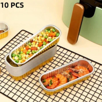 10pcs Air fryer tin foil tray oven baking grilling food grade thickened tin foil box aluminum foil baking tray