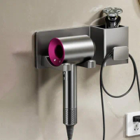 Punch-free Dyson Hair Dryer Rack Wall-mounted Hair Dryer Shelf for Dyson Hair Dryer Placement Rack with Winding Storage Box