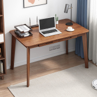 書桌實木小戶型電腦桌家用簡約黑胡桃木書桌寫字桌簡易臥室小桌子
