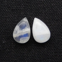 2Pcs Natural Moon Stone Teardrop Cabochons Semiprecious Beauty Jewelry Earrings Pendant Accessory Gift 13x8x5mm 2g