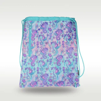 Australia smiggle original children's drawstring bag girl tutoring casual bag backpack school messenger bag sky blue seahorse
