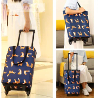 Women's Foldable Shopping Bag Large Trolley Portable Buggy Bag Vegetable Shopping with Wheels