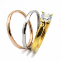 3 Pcs/set Zircon Ring Sets For Women Stainless Steel Wedding Engagement Rings Female Finger Jewelry