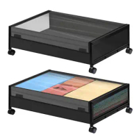 Removable under Bed Drawer with Wheels Durable Metal Frame under Bed Storage Rack with Swivel Wheels Transparent Cover for Shoes
