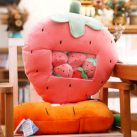 抱枕可愛創意ins一大袋零食抱枕水果草莓毛絨玩具胡蘿蔔布娃娃