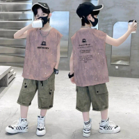 Bộ Vest Bé Trai Mùa Hè, Ni Mu Mu Màu Đen, Bộ Hai Mảnh Không Tay Thanh Lịch, Dành Cho Trẻ Em Lớn Hơn,