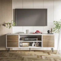 TV Stand for 65 Inch TV, Modern Entertainment Center with Storage Cabinet and Open Shelves, TV Console Table Media Cabinet