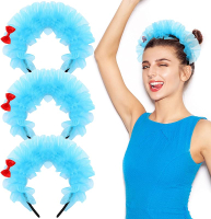 Giegxin 3 Pieces Blue Fuzzy Headband Blue Fluffy Headband Blue Hairband Costume for Women Hair Acces