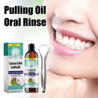 Oral coconut oil mouthwash remove stains, beautify teeth, freshen breath, clean mouth, care for gums