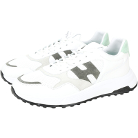 HOGAN Hyperlight 撞色麂皮拼洞洞牛皮繫帶運動鞋(男鞋/綠色)
