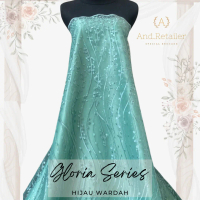 Bahan Brokat Tile Bordir Gloria Exclusive Warna Hijau Wardah