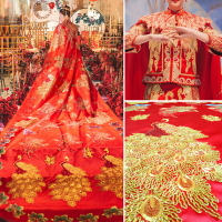 中式婚禮鳳冠霞帔新娘裝嫁衣古風婚服女大拖尾秀禾服披風紅色斗篷