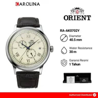 Jam Tangan Pria Orient Classic RA-AK0702Y Bambino Automatic Cream Dial Brown Leather Strap