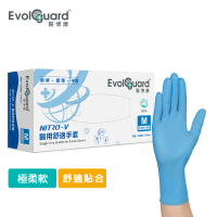 Evolguard 醫博康 Nitro-V舒適手套-天空藍 100入/盒(PVC&amp;NBR複合型材質/一次性手套)