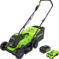 Greenworks 24V 13-Inch Brushless Push Lawn Mower, Cordless Electric Lawn Mower with 4.0Ah USB (Power Bank) Battery