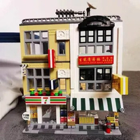 Sembo Blocks Hong Kong Stalls Retro Food Store MOC Building Blocks Street View House 3D Model Toys For Kid Birthdsay Gifts