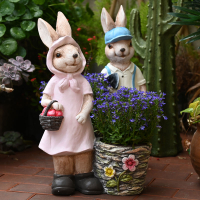 花園庭院創意動物大號卡通雕塑多肉裝飾花盆園林園藝兔子擺件落地