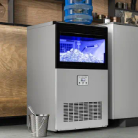 2 Way Water Inlet Commercial Ice Maker Machine 100LBS/24H, 33LBS Storage Bin, Tap Water &amp; Top Loading Freestanding Ice