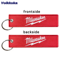 1Pc 2Pcs 3Pcs Set Sale Milwaukee Logo Keychain Both Sides Embroidery Patterns Motorcycle Red Tag Key Accessories Wholesale