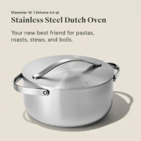 Caraway Stainless Steel Dutch Oven (4.5 Qt) - 5-Ply Stainless Steel - Oven Safe &amp; Stovetop Agnostic - Non Toxic,