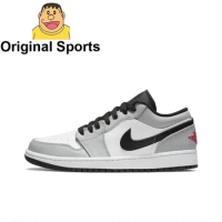 Air Jordan 1 "Light Smoke Grey"For Men's Trend Retro Non-Slip Low Top Retro Basketball Shoes Sneaker