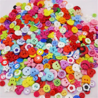 50/100pcs Love Heart Round Star Shaped Resin Sewing Buttons Random Mixed Solid Color Scrapbooking DIY Crafts Accessories PT98