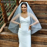 MMQ M92 Bridal Veils 2024 Soft Tulle Civil Bride White Fluffy Bridal Veils Fingertip Length Women Wedding Accessories