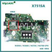 X751SA N3050 N3150 N3700 CPU 4GB RAM Motherboard For Asus X751S X751SJ X751SV X751SA Laptop Mainboard 100% Tested