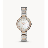 FOSSIL 美國最受歡迎頂尖潮流時尚晶鑽女性腕錶-銀+玫瑰金-BQ3337