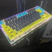 Idobao Cyberpunk Keycap Set Black Yellow Keycap Cherry PBT 137Key Side-print Blue Cool Mechanical Keyboard KeyCaps for MX Switch