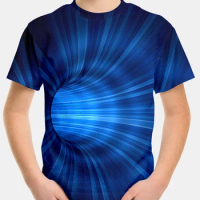 3D Three-dimensional Whirlpool Print T-shirt Kids Summer Fashion Psychedelic Vertigo Graphic T Shirts Boys Hip Hop O-Neck Tshirt