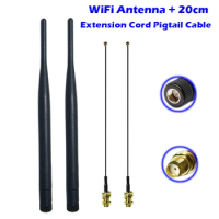 WiFi Antenna 2.4GHz 5dbi 20cm U.FL/IPEX to SMA Connector Pigtail Cable Omni Aerial for Booster Router Modem USB Adapter Extender