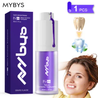 Teeth Whitening Toothpaste Purple Mousse Teeth Cleansing Non-Invasive Whitening Care Deep Cleaning Fresh Breath Bright Oral Care