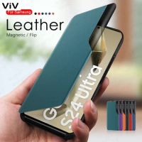 Smart Magnetic Leather Flip Case For Samsung Galaxy S24 Ultra Plus S 24 S24Plus S24Ultra Shockproof Book Stand Phone Cover Coque