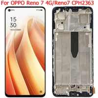 For OPPO Reno 7 4G LCD Screen With Frame 6.43" Reno7 4G CPH2363 Display LCD Touch Screen Digitizer Panel Assembly