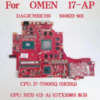 DAG3CMB1CH0 Mainboard For HP OMEN 17-AP Laptop Motherboard CPU: I7-7700HQ SR32Q GPU: N17E-G3-A1 8GB DDR4 940623-601 100% Test OK