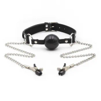 Sex Products Silicone Ball Mouth Gag PU Leather Head Harness Bondage Restraint Mouth Stuffed Gags Sex Toys For Women