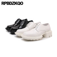 Square Toe Derby Chunky Y2k High Heels Men 48 Thick Sole Shoes Oxfords Lace Up Plus Size Platform Japanese 47 Stylish Catwalk