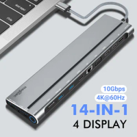 MagBac USB C Docking Station 2x HDMI 4K 60HZ DisplayPort VGA 10Gbps Type C Dock for Lenovo Dell XPS ASUS Thunderbolt 4/3 Laptop