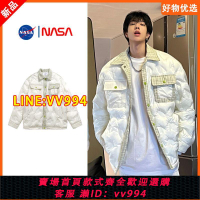 可打統編 NASA聯名法式拼接設計感小香風棉服男冬季加厚小眾高級感棉衣外套