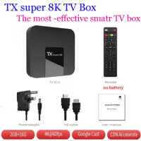 [Genuine] Super value New Android Smart TV Box TX Super 8K TV box Global Market Media Player Shows 2GB 16GB Wifi TV Set Top Box