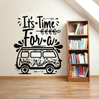 Adventure Travel Bus Camper Wall Sticker Time For New Adventure Quote Wall Decal Vw Car Vinyl Home Decor