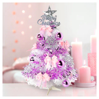 【摩達客】耶誕-2尺60cm特仕幸福型裝飾白色聖誕樹 燦爛粉紅銀系+20燈插電式暖白光*1(贈控制器/本島免運費)