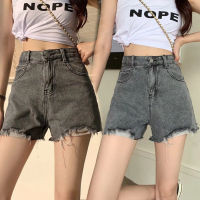 【wanita_id】celana jeans pendek wanita sobek denim korean style high waist ripped jeans cewek