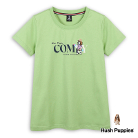 【Hush Puppies】女裝 T恤 簡約英文印花精緻刺繡衝浪狗T恤(淺綠 / 43211105)