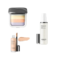 【KIKO MILANO】彩色烘焙蜜粉餅6.5g+完美無瑕粉底液25ml(蜜粉/蜜粉餅/粉底液/妝前乳/飾底乳/CC霜/定妝)