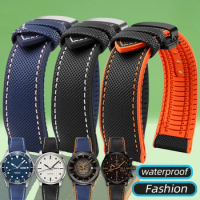 Nylon Silicone Bottom Watch Band Strap for Longines Seiko no.5 Canvas Rubber Waterproof Outdoor Sports Watchband 20mm 22mm
